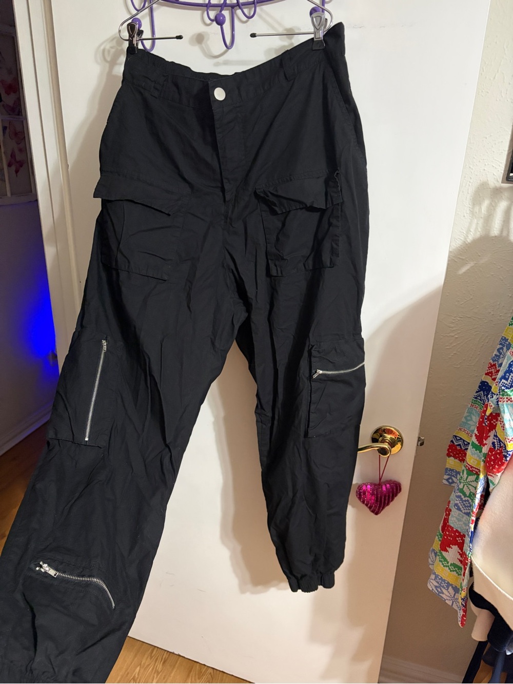 🧡 1X Rue Black Cargo Jogger Pants with Zipper Details - Picture 13 of 13